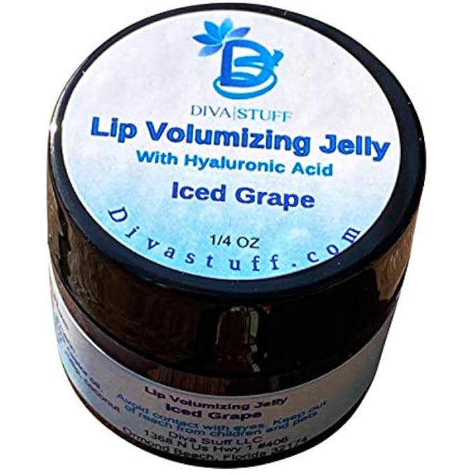 Diva Stuff LIP VOLUMIZING JELLY, ICED GRAPE FLAVOR, NO WAX, MAXIMUM AMOUNT OF HYALURONIC ACID, JAMAICAN BLACK CASTOR OIL AND VITAMIN E, SMOOTHS, PLUMPS, HYDRATES - Image 1